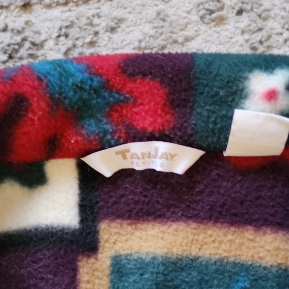 Vintage TanJay Colorblock Floral Leaf Fleece Jacket Women’s SP - Picture 2 of 6